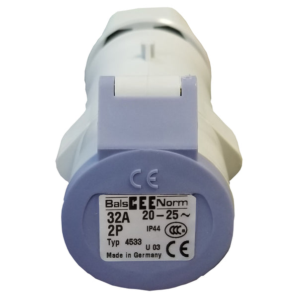 Beige 16AMP female inline receptor with purple cap