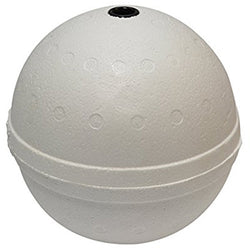 White, 6 inch sphere, with cylindrical insert for poles in the center of the buoy.