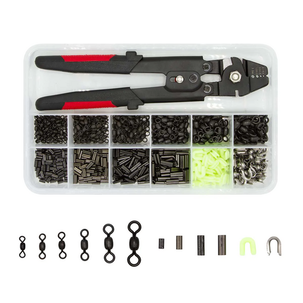 Premium rigging kit with Crimp tool - 651 pieces with images of each individual item shown below kit