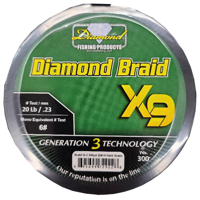 Diamond Braid X9 Gen. 3 - 300 yard Spool – Crook and Crook Fishing