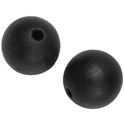 Two small black plastic balls