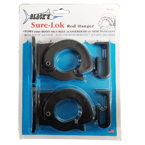 Two black plastic rod holders