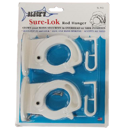 Two white plastic rod holders