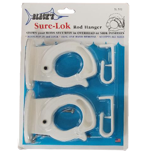 Two white plastic rod holders