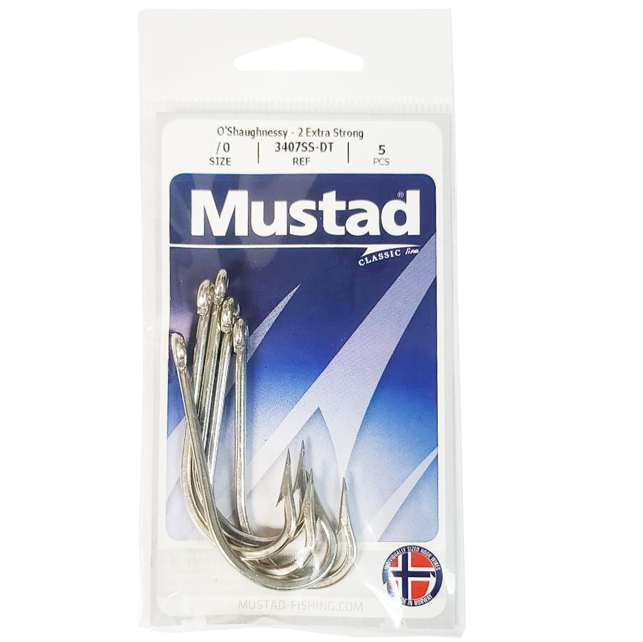 Mustad 34007SS Stainless O`Shaughnessy Hooks Sizes 1/0-6/0_ Packs of 25 