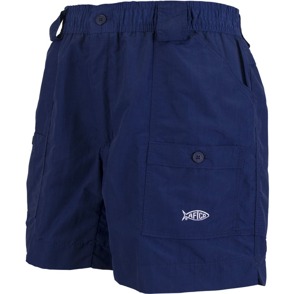  Front angled with side pockets secured with button. Aftco logo on lower portion of pocket.