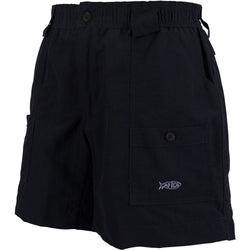 Front angled with side pockets secured with button. Aftco logo on lower portion of pocket.