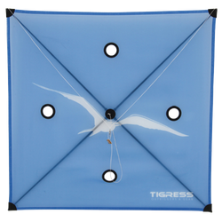 Blue kite with white bird
