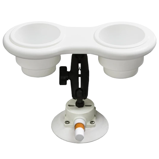 White cup holder with angle base.