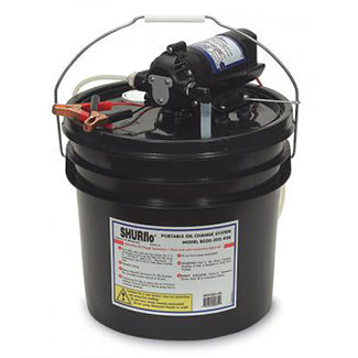 General purpose pump with 8 cables, battery clips, hose kit and 3.5 gallon storage bucket.
