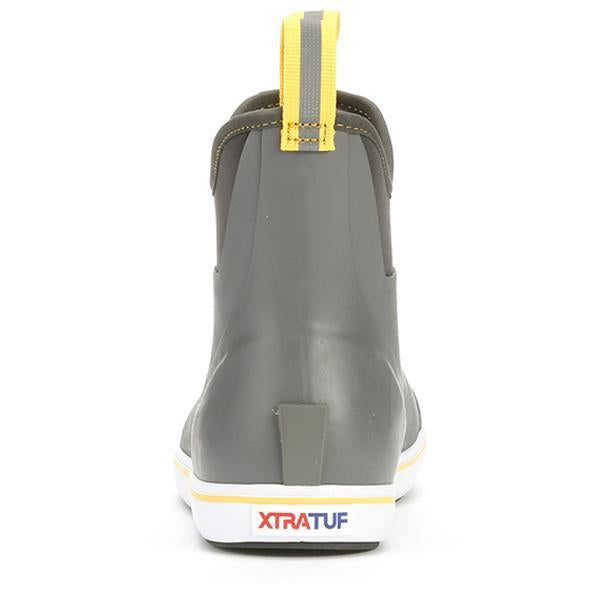 Rear of boot. Color logo of XTRATUF is centered in the rear side of sole.