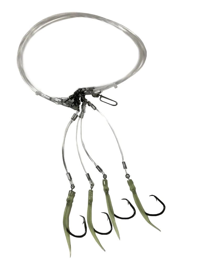 Deep Drop Rig shown with 4 hooks and glow sleeves