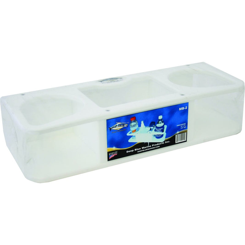 Double drink holder with storage space in between. All white.