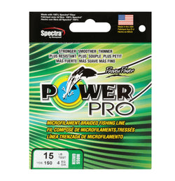 Fishing Line retail package green and yellow lines with Power Pro logo
