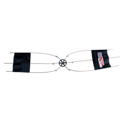 Six-prong tension bar with a black sheathe on either side to keep them restrained. One of the sheathes shows the Squidnation logo.