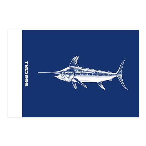 White Marlin release flag, blue flag white print