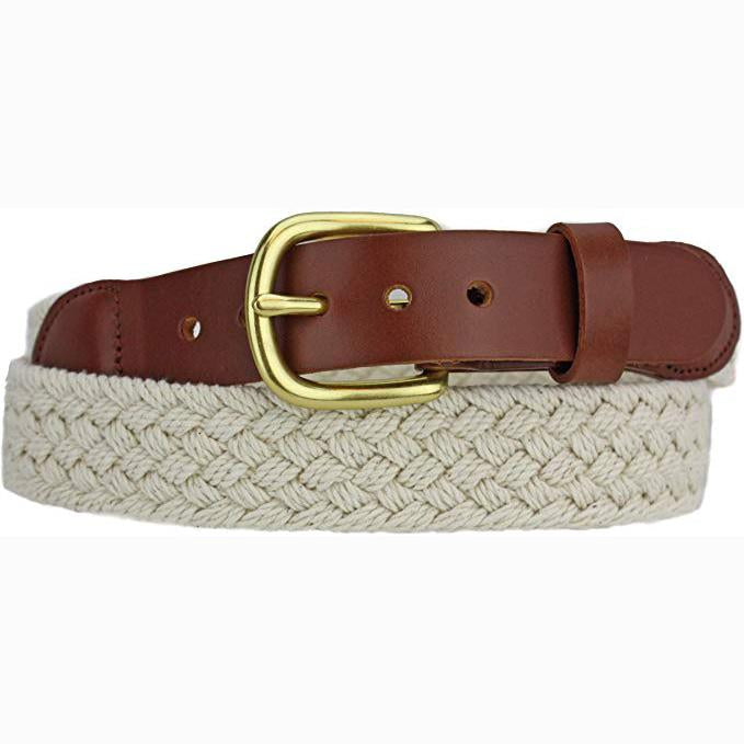 Khaki belt with leather end and gold buckle