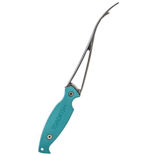 Stainless steel shrimp cleaner with teal handle