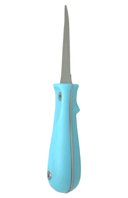 Teal handle and blade at an angle