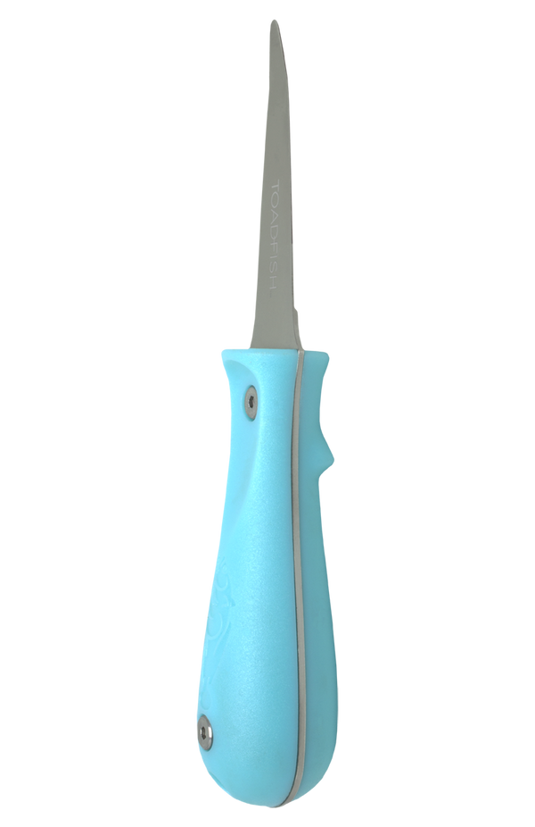 Teal handle and blade at an angle