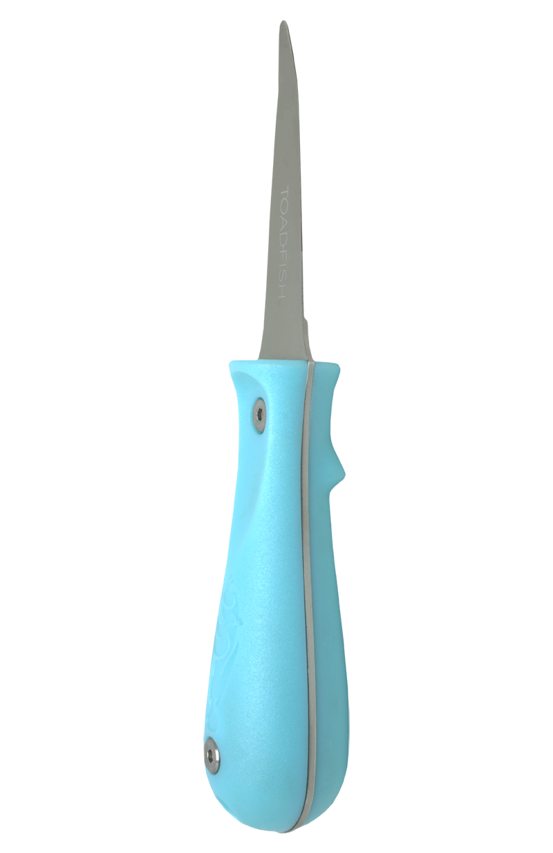 Teal handle and blade at an angle