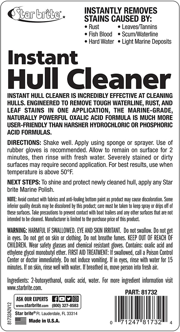 32 ouce Instant hull cleaner back