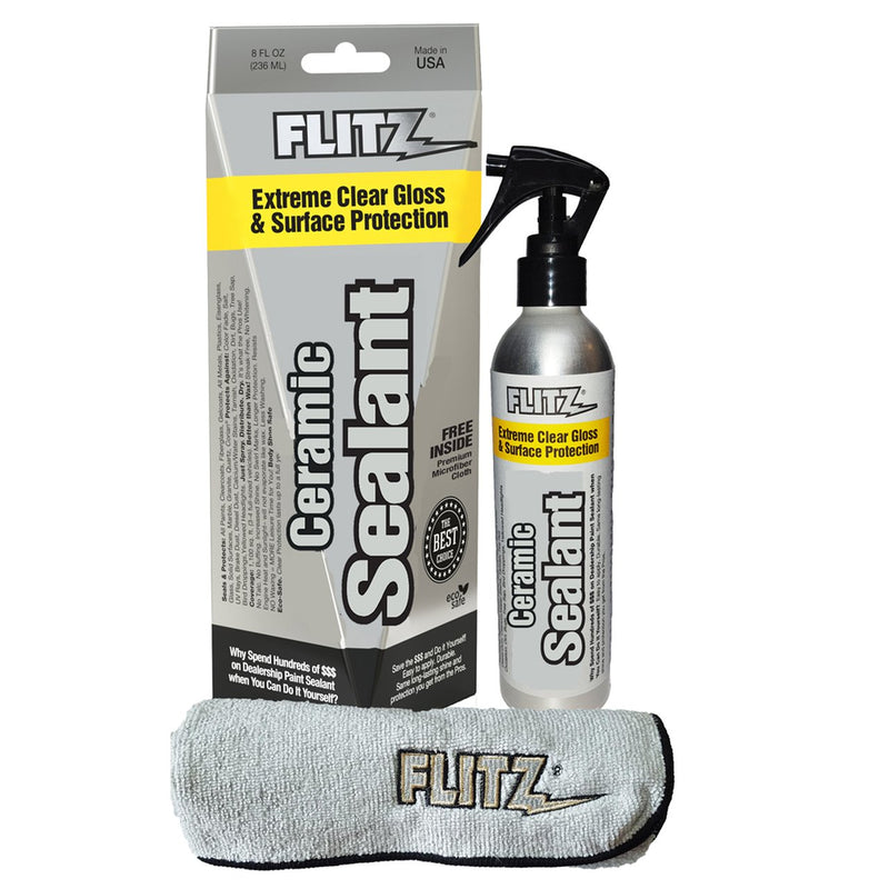 Ceramic Sealant 8 oz spray bottle with microfiber cloth and package