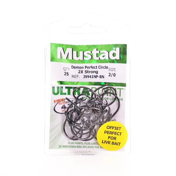 MUSTAD Demon® Circle Hook Offset - 2X Strong - 25-pack – Crook and Crook  Fishing, Electronics, and Marine Supplies