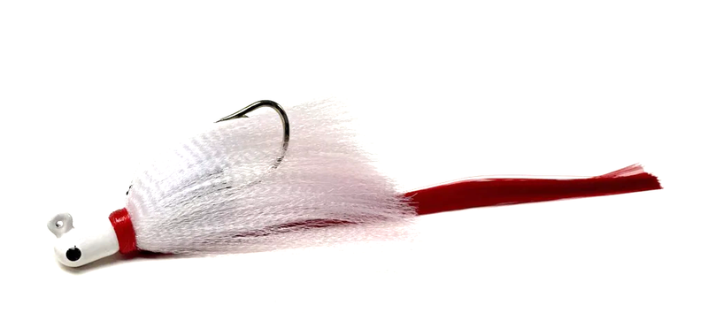 Flarehawk Jig White Head / White Skirt / Red Streamer Tail