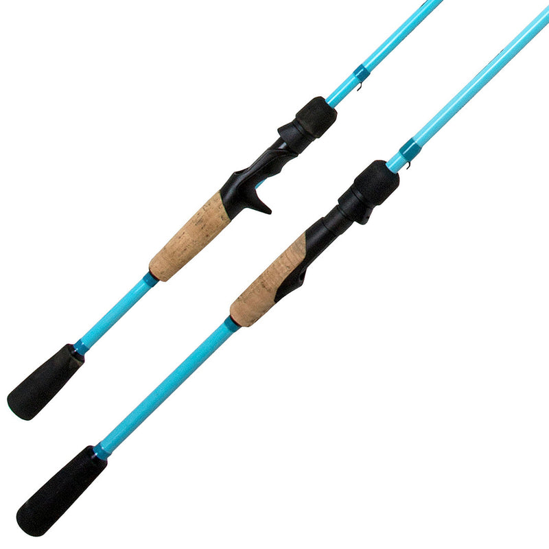 GLF spinning rod cork and EVA grip and aqua blue color rod