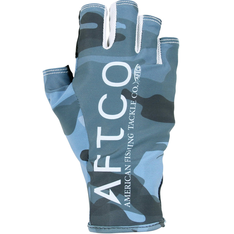 Solago Sun Glove - Blue Camo - back of hand with Aftco logo