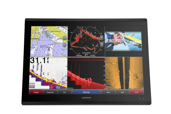 Garmin GPSMAP 8624 24" Touchscreen showing 6 different options on display