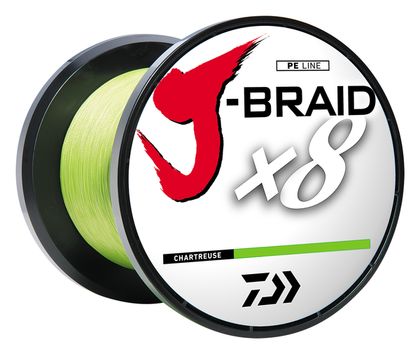 J-BRAID X8 CHARTREUSE SPOOL ON SIDE