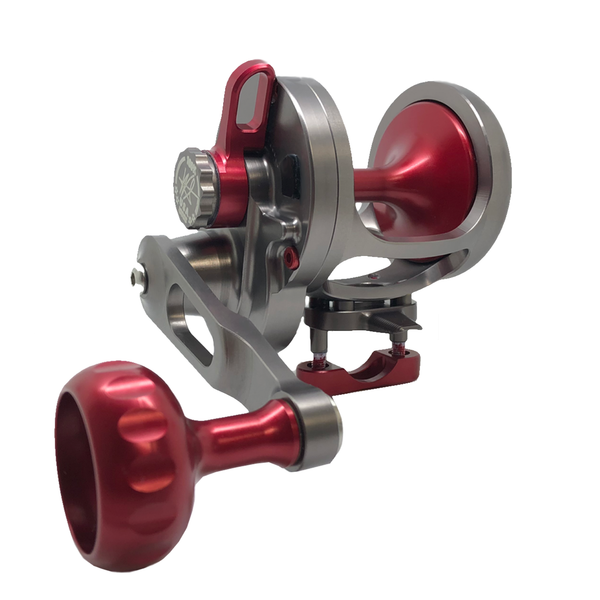 Seigler LG Fishing Reel - Large Game - Smoke and Red color accents