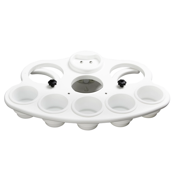 white 5 cup holder with 3 larger holders
