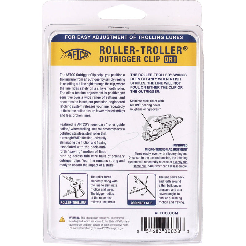 AFTCO Roller-Troller Outrigger Clips back of package instructions