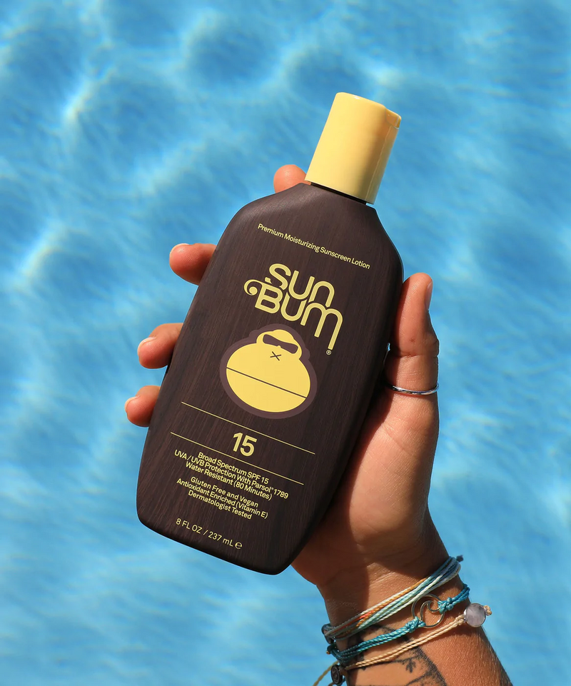 8 ounce sunscreen lotion shown in hand