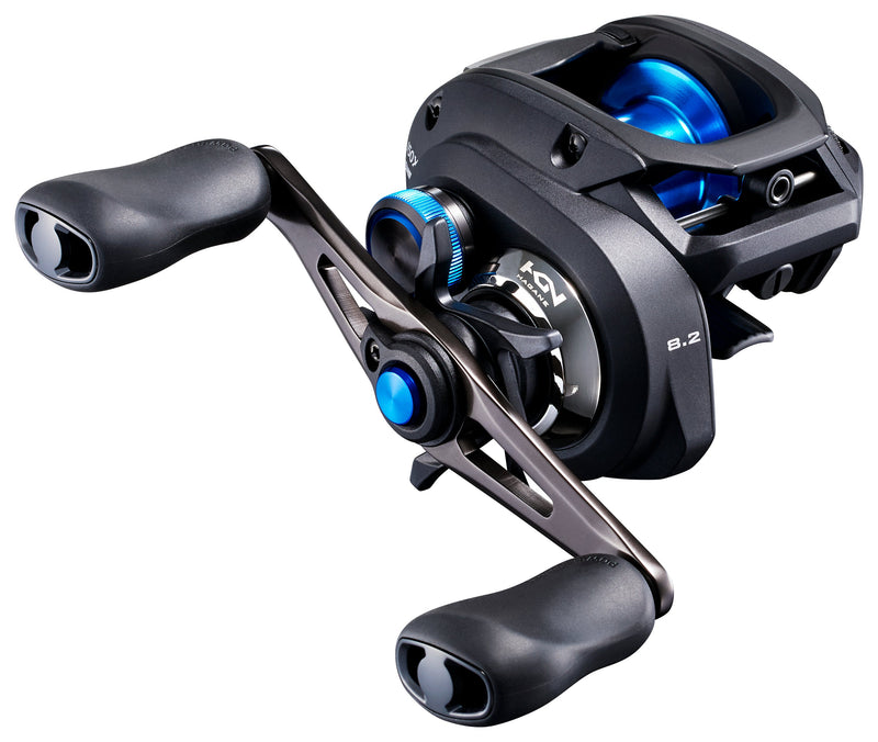 SLX DC reel black with blue accents