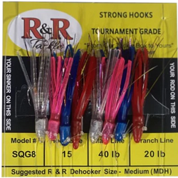 SQG8 Bait Rig with 8 multi-color squid