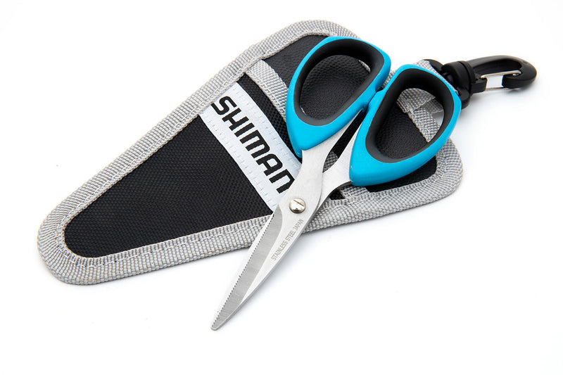 SHIMANO 5-inch scissors on top of sheath