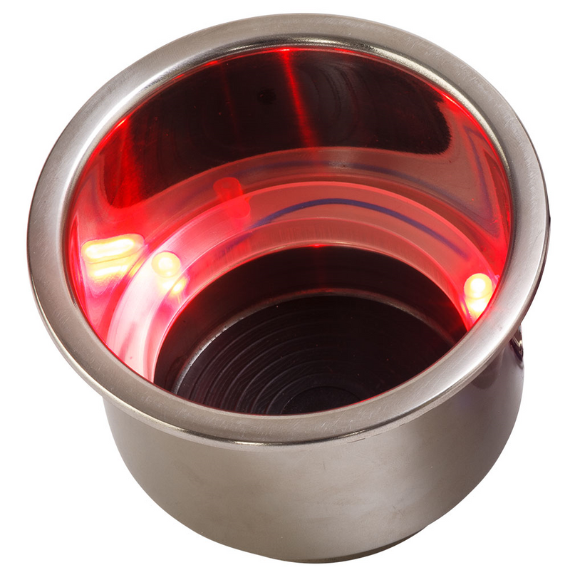 stainless steel drink holder with red LED