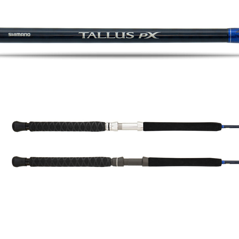 Tallus PX rods showing logo on rod and 2 reel seats
