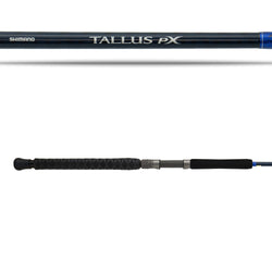TALLUS PX Spinning rod showing logo and reel seat
