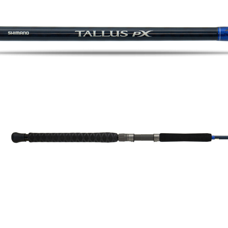 TALLUS PX Spinning rod showing logo and reel seat