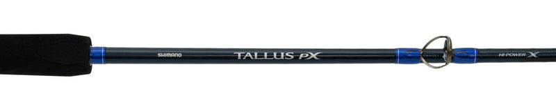 close-up of Tallus PX logo on rod