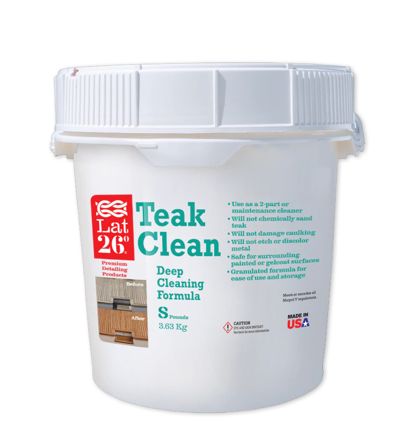 White container of teak clean 8lb