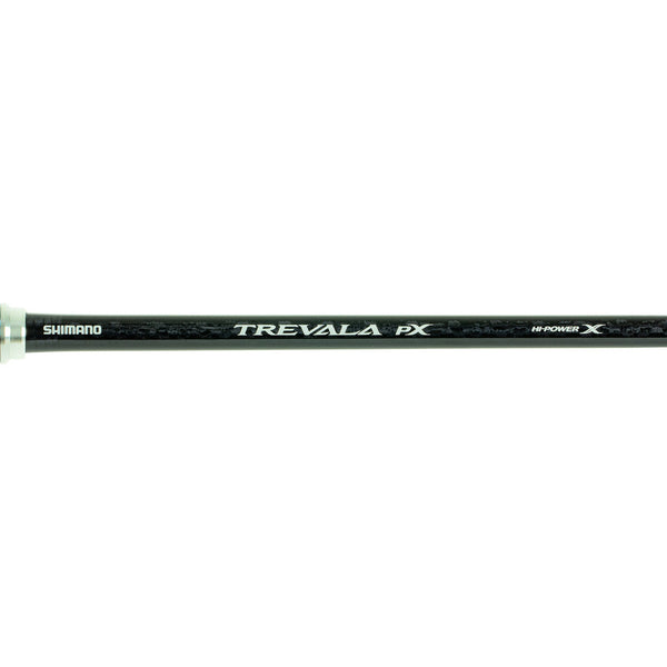 Close-up of Shimano Trevala PX logo on rod