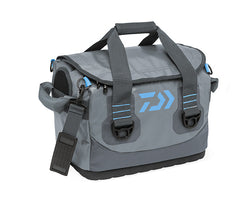 medium grey boat bag with light blue Daiwa logo