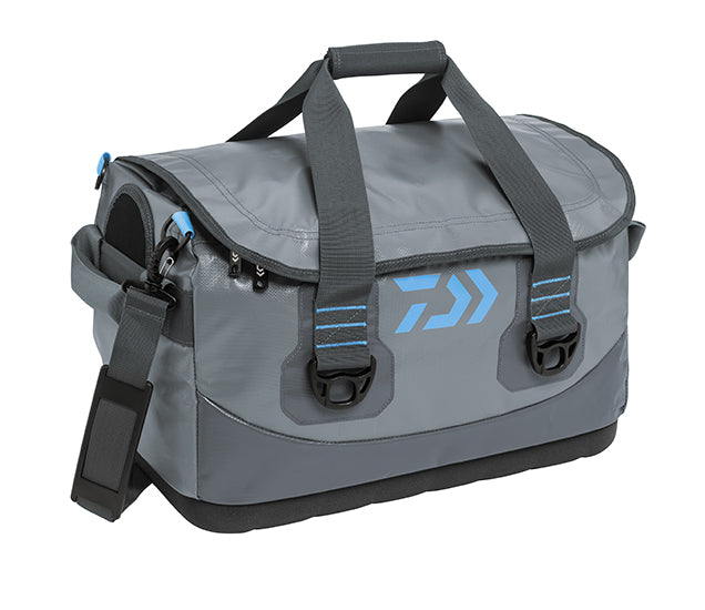 Large grey boat bag with light blue Daiwa logo