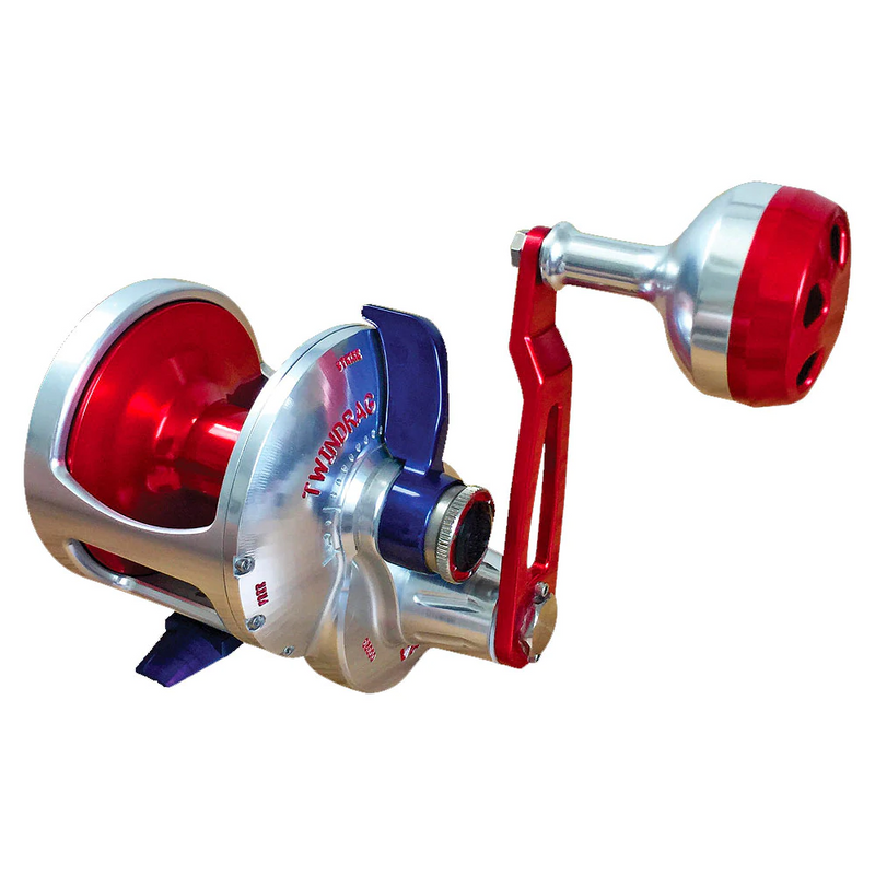 Silver and Red Twin Drag Accurate Reel